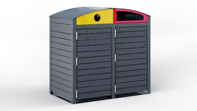 EM212-P-120-C - Staten Twin 120L Wheeled Bin Enclosure, Pctd Frame with Slate Grey Composite Battens.jpg